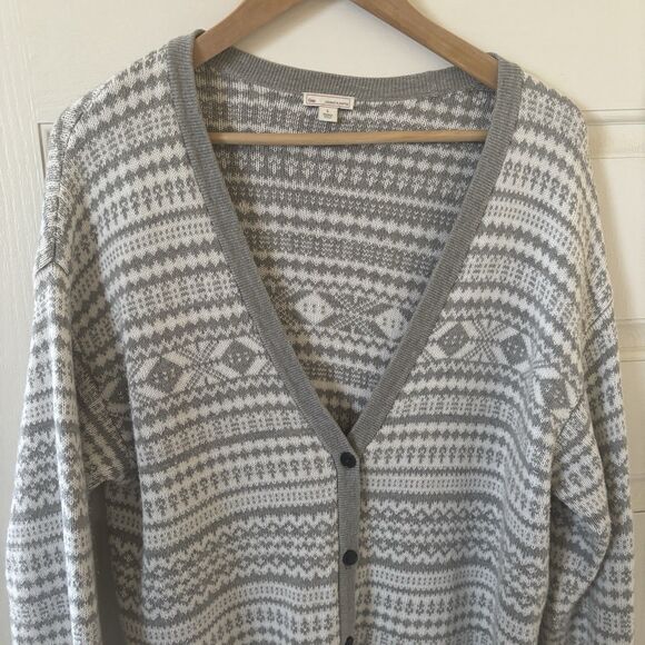 Gap Womens Fair Isle Cardigan Sweater Size Large V Neck Christmas Holiday Hygge - Picture 2 of 12